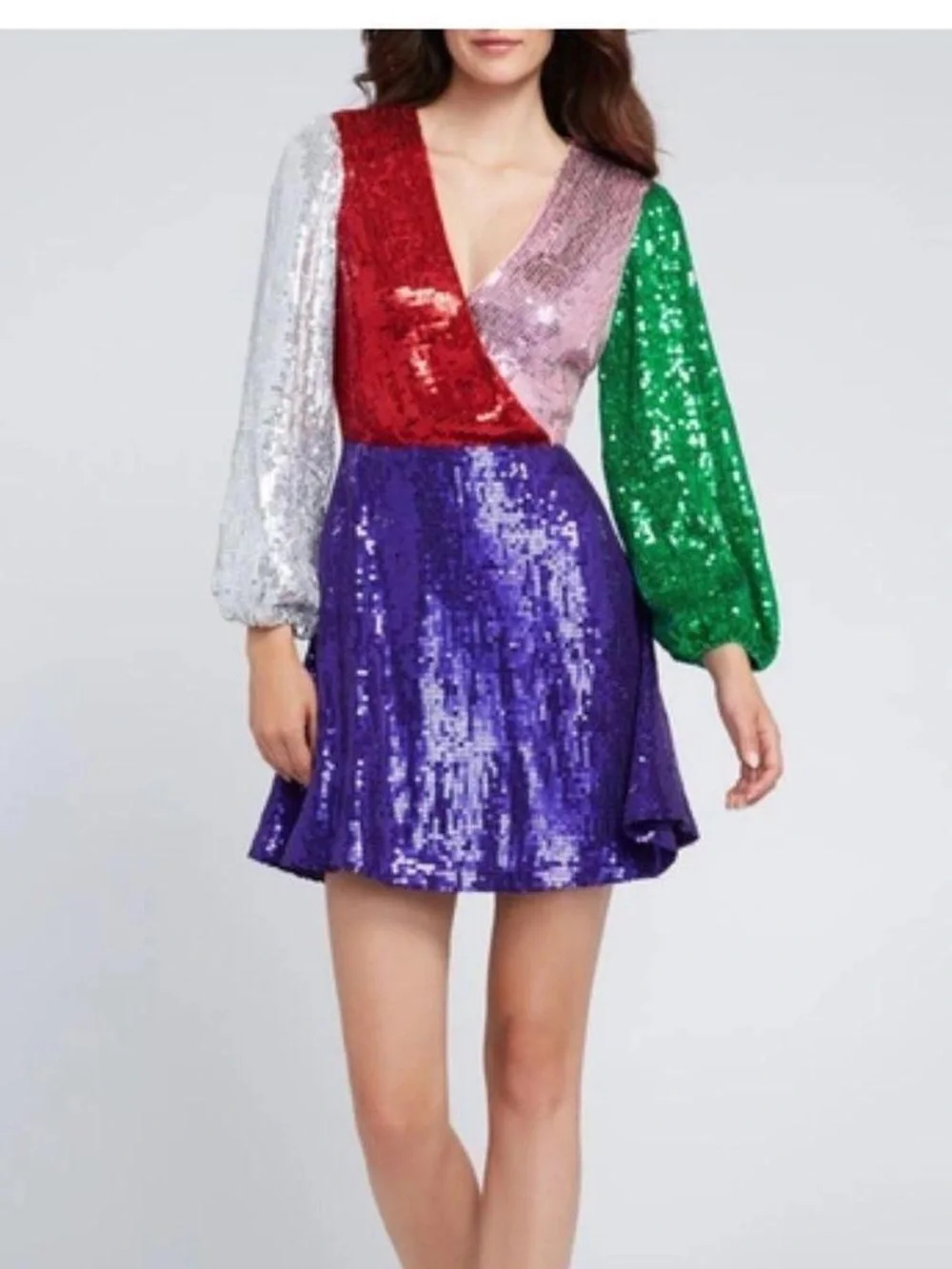 Alice & Olivia Blaze Color Block Sequin Mini Dress